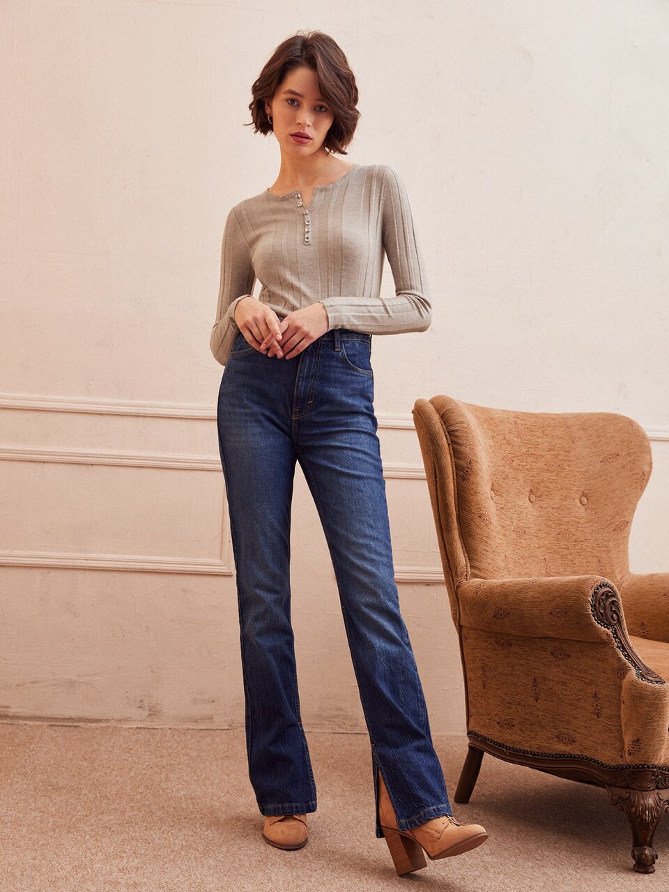 MOTF WOOL-MIX RIBBED SWEATER