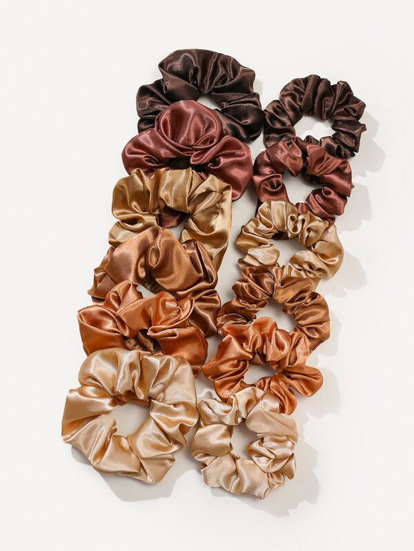 Set de 12 coleteros de scrunchie minimalistas y lisos, coleteros casuales