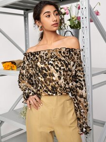 SHEIN 一字肩滿版印花木耳邊撞色滾邊連身背心 - 彩色 - 查看 4