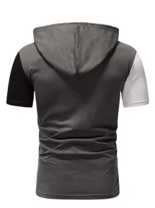 Manfinity Homme 男士撞色字母圖案連帽T恤 - 彩色 - 查看 2