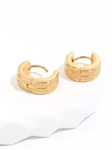 不銹鋼耳環 - 金黃色 - 查看 3