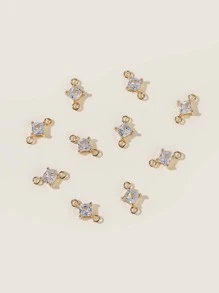10pcs Geometric Cubic Zirconia Decor Pendant