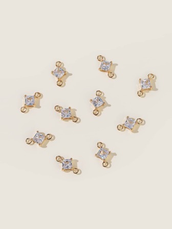 10pcs Geometric Cubic Zirconia Decor Pendant