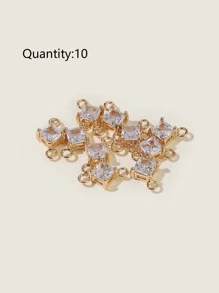 10pcs Geometric Cubic Zirconia Decor Pendant