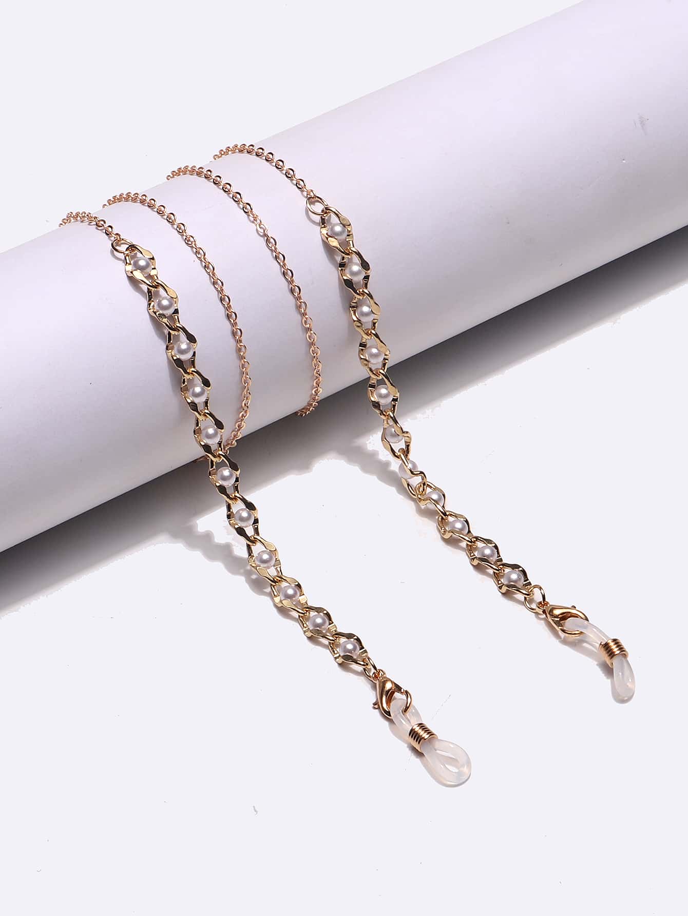 Faux Pearl Decor Glasses Chain - Multicolor - View 1