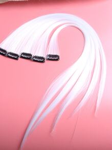 ROMWE Goth 5pcs Long Straight Synthetic Hair Extension - White - View 2