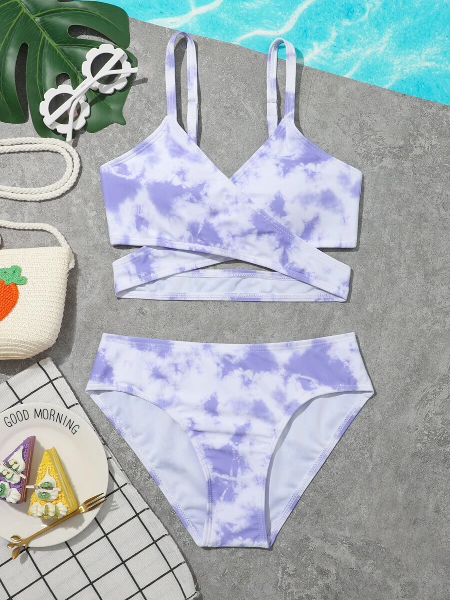 Bộ bikini quấn dây buộc Tween Girl đi biển mùa hè - Nhiều màu - Xem 1