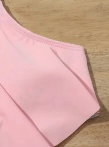 女孩印花鏤空手帕下擺連體泳衣 - 彩色 - 查看 3