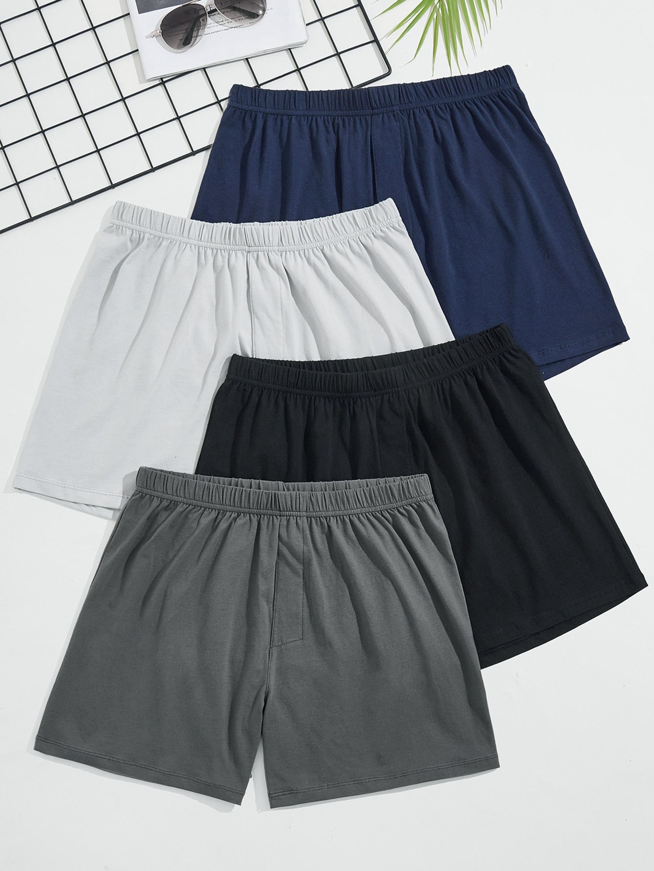 بوكسر رجالي بلون موحد 4 قطع