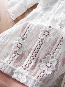 小女童刺繡開門襟和服罩衫 - 白色 - 查看 4