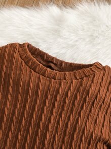 Đứa bé trai Textured Áo len & Quần nỉ Với Thiết kế tai 3D Mũ - Cà phê nâu - Xem 3