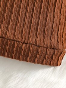 Đứa bé trai Textured Áo len & Quần nỉ Với Thiết kế tai 3D Mũ - Cà phê nâu - Xem 5