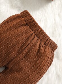 Đứa bé trai Textured Áo len & Quần nỉ Với Thiết kế tai 3D Mũ - Cà phê nâu - Xem 6