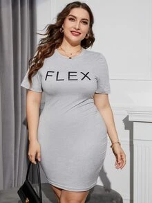 Vestido ajustado con estampado de letra - Gris Claro - Ver 3