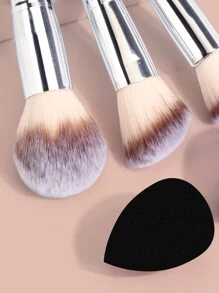 MAANGE 3 cọ trang điểm & 2 miếng mút trang điểm, cọ nền, cọ tạo khối, dụng cụ trang điểm với sợi mềm dễ mang theo, cọ du lịch, bộ cọ, bộ cọ trang điểm, bộ cọ trang điểm, bộ trang điểm hoàn chỉnh, bộ cọ trang điểm, bộ trang điểm hoàn chỉnh, bộ cọ, bộ cọ trang điểm, bộ quà tặng trang điểm, bộ - màu đen - Xem 5