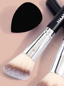 MAANGE 3 cọ trang điểm & 2 miếng mút trang điểm, cọ nền, cọ tạo khối, dụng cụ trang điểm với sợi mềm dễ mang theo, cọ du lịch, bộ cọ, bộ cọ trang điểm, bộ cọ trang điểm, bộ trang điểm hoàn chỉnh, bộ cọ trang điểm, bộ trang điểm hoàn chỉnh, bộ cọ, bộ cọ trang điểm, bộ quà tặng trang điểm, bộ - màu đen - Xem 6
