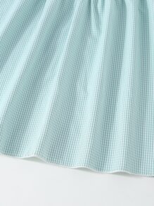 Niñas Vestido con estampado de cuadros ribete con fruncido - verde menta - Ver 4