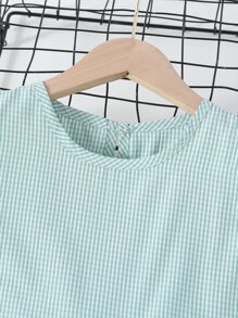 Niñas Vestido con estampado de cuadros ribete con fruncido - verde menta - Ver 5