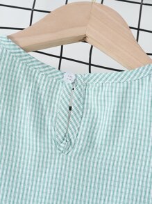Niñas Vestido con estampado de cuadros ribete con fruncido - verde menta - Ver 6