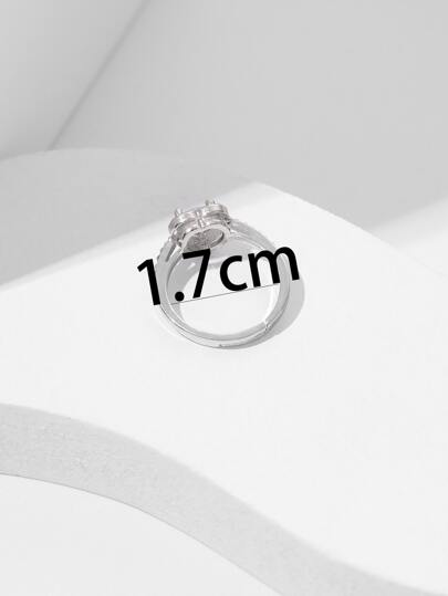 SHEIN X Lucía Bellido Heart Cubic Zirconia Decor Ring