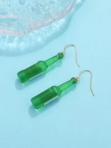 Pendientes largos de niñas con botella de vino con estampado de letra