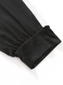 Manfinity Hombres Pantalones deportivos con camiseta con estampado de letra japonesa de dos tonos con cordón con capucha - Blanco y Negro - Ver 8