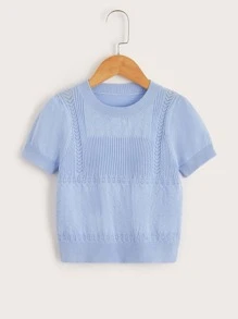 Áo len cho bé gái màu trơn Giải trí - Màu xanh nhạt - Xem 1