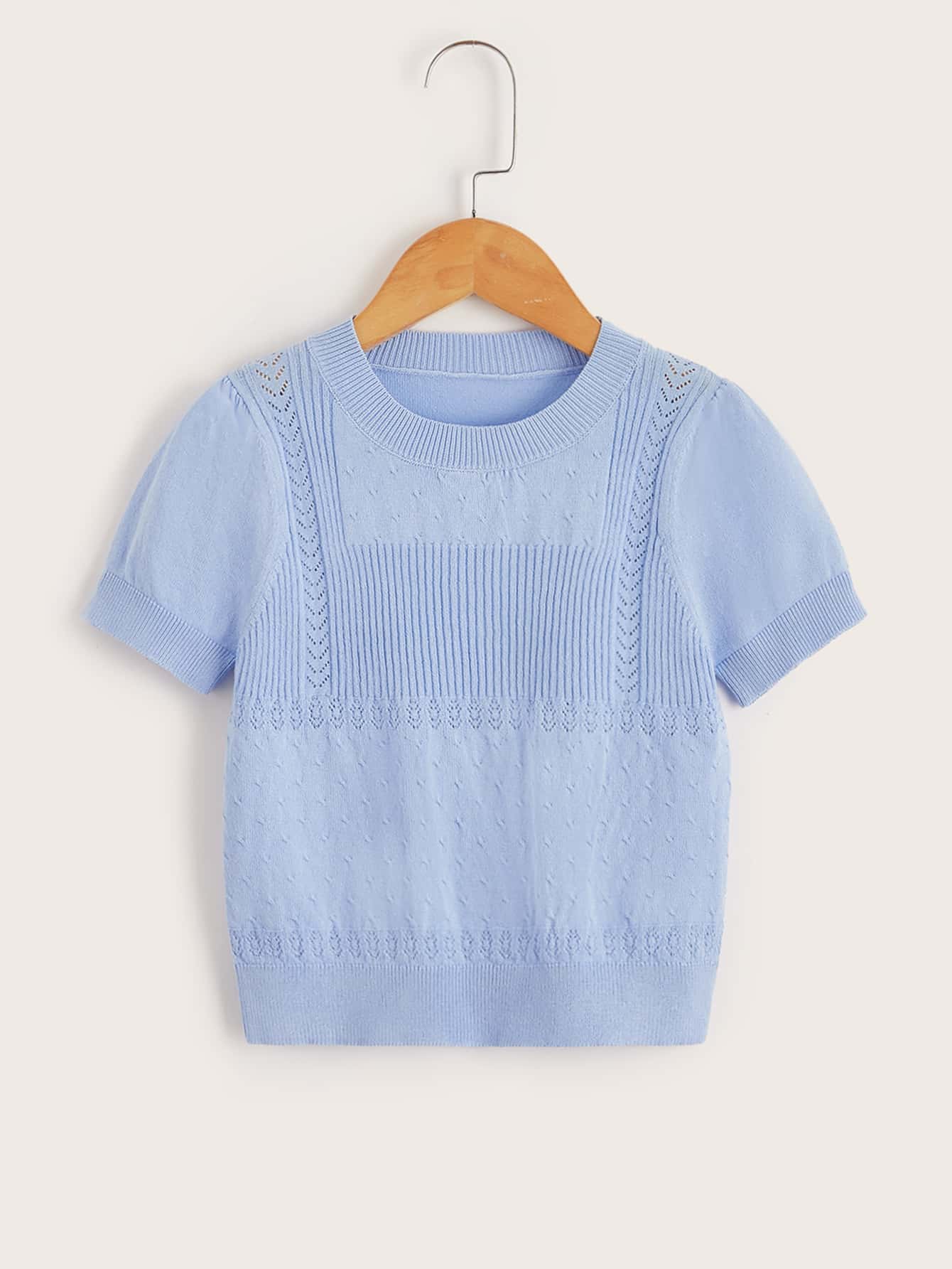 Áo len cho bé gái màu trơn Giải trí - Màu xanh nhạt - Xem 1