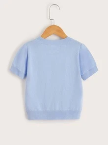 Áo len cho bé gái màu trơn Giải trí - Màu xanh nhạt - Xem 2