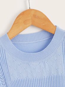 Áo len cho bé gái màu trơn Giải trí - Màu xanh nhạt - Xem 3