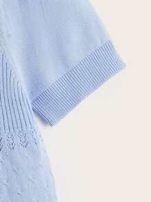 Áo len cho bé gái màu trơn Giải trí - Màu xanh nhạt - Xem 4