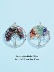 10pcs Stone Decor Round DIY Pendant - Multicolor - View 4
