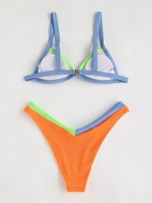 Color Block Triangle Bikini - Orange - View 2