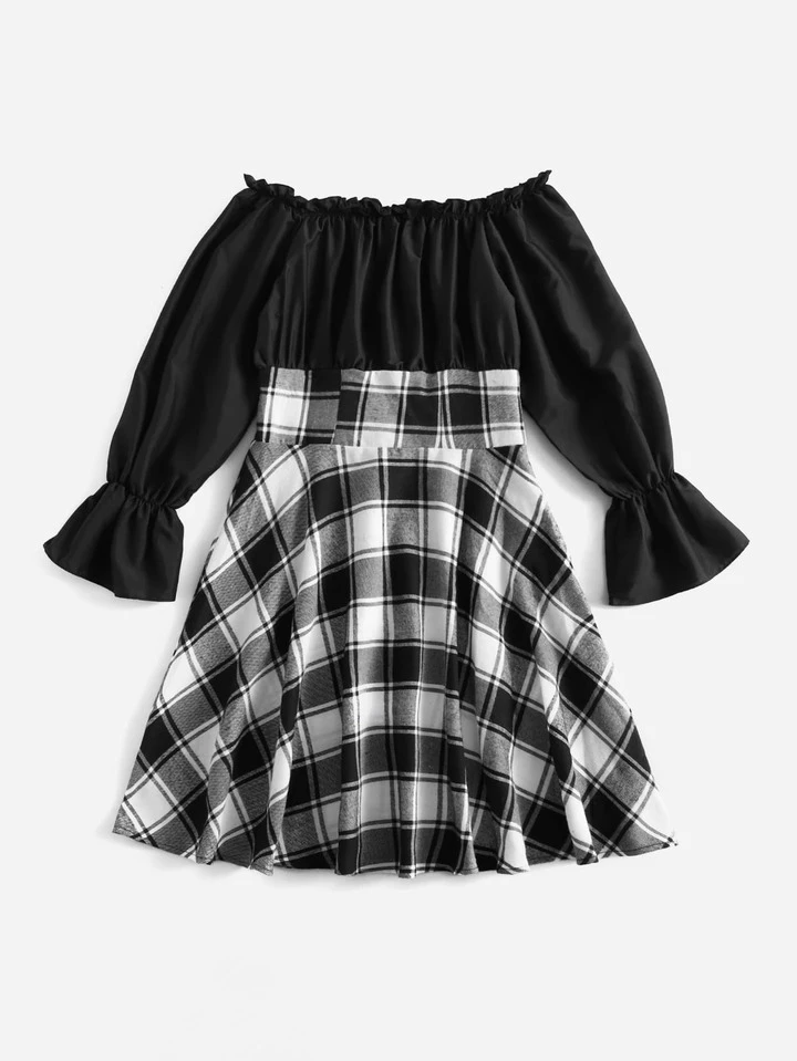 Our Contrast Plaid Lace Up Dress is such a vibe - ROMWE