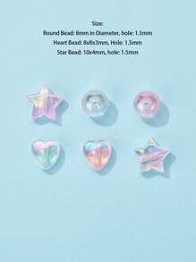 110 顆心型和星星壓克力珠 DIY 珠寶配件 - 彩色 - 查看 5