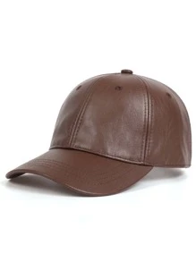Men Solid Baseball Cap - Brown - View 1