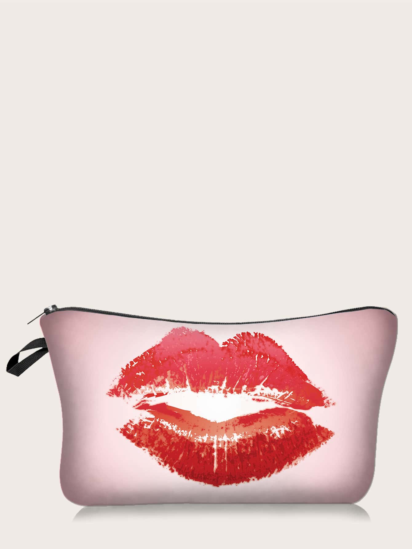 Bolso de maquillaje labio rojo patrón cremallera