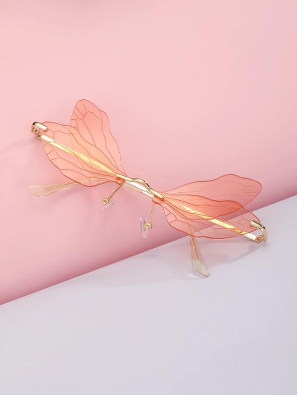 Dragonfly Wing Shaped Lens Rimless Sunglasses SHEIN USA