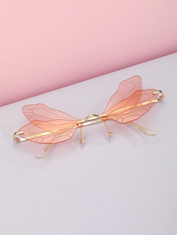 Dragonfly Wing Shaped Lens Rimless Sunglasses SHEIN USA