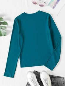 Áo thun nữ màu trơn Giải trí - Màu xanh ngọc - Xem 2