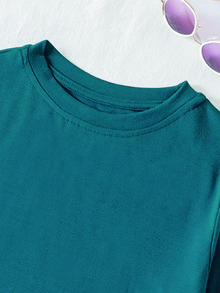 Áo thun nữ màu trơn Giải trí - Màu xanh ngọc - Xem 3