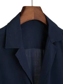 Manfinity Homme Men Lapel Neck Button Up Shirt - Navy Blue - View 3