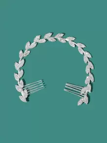 1 chiếc lược cài tóc hai đầu bằng hợp kim đính đá cho nữ, thích hợp cho đám cưới, tiệc tùng, băng đô turban thanh lịch, băng đô thấm mồ hôi, phụ kiện tóc mùa thu đông cho nữ, khăn choàng thanh lịch cho nữ, khăn bandana mềm mại cho cô dâu, phụ kiện - Bạc - Xem 1