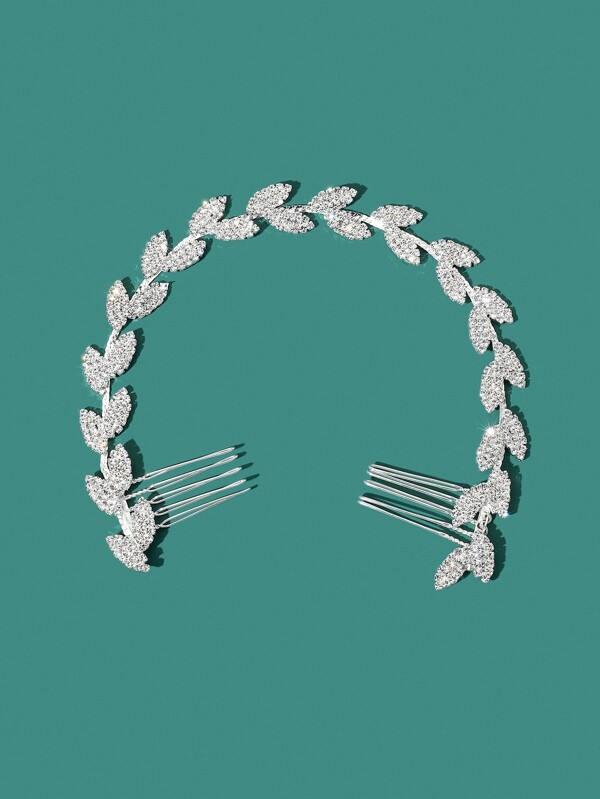 1pc Ladies' Alloy Rhinestone Double-Headed Comb Hair Chain Headband For Wedding, Party Elegant Turban Headband Sweatband, Hairband Fall Winter Hair Band Hair Accessories For Women For Vacation Outfits Woman Elegant Scarf Women Bandanas Soft Headwrap Bride Accessories