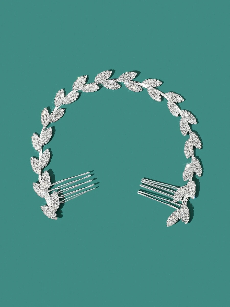 1 chiếc lược cài tóc hai đầu bằng hợp kim đính đá cho nữ, thích hợp cho đám cưới, tiệc tùng, băng đô turban thanh lịch, băng đô thấm mồ hôi, phụ kiện tóc mùa thu đông cho nữ, khăn choàng thanh lịch cho nữ, khăn bandana mềm mại cho cô dâu, phụ kiện - Bạc - Xem 1