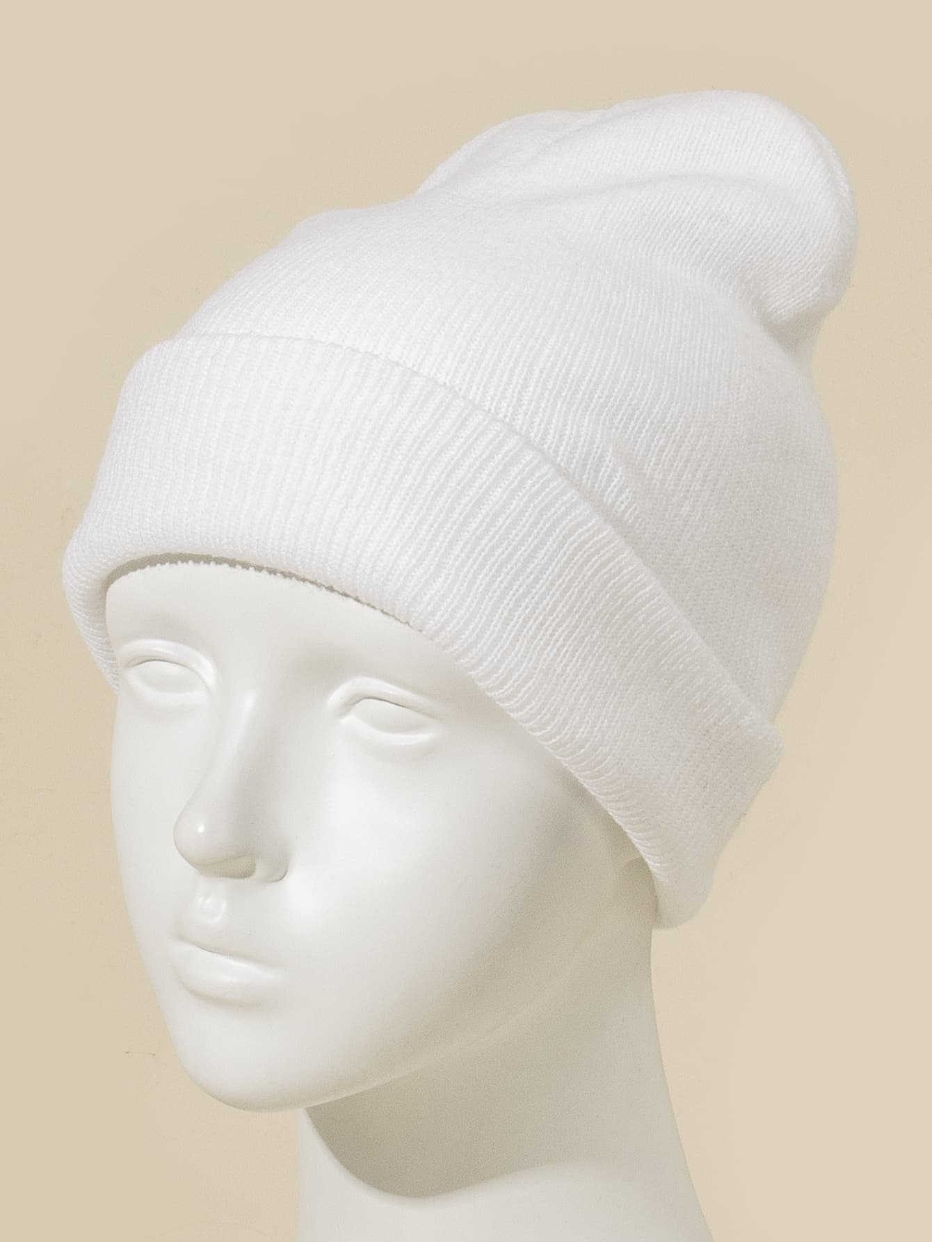 1 Mũ len beanie màu trơn dành cho nữ, thời trang và đa năng cho trang phục thường ngày, đi làm, mua sắm vào mùa thu/đông - trắng - Xem 1