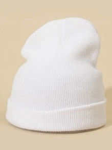 1 Mũ len beanie màu trơn dành cho nữ, thời trang và đa năng cho trang phục thường ngày, đi làm, mua sắm vào mùa thu/đông - trắng - Xem 2