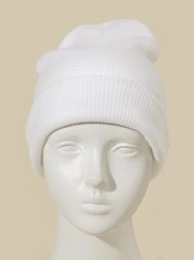1 Mũ len beanie màu trơn dành cho nữ, thời trang và đa năng cho trang phục thường ngày, đi làm, mua sắm vào mùa thu/đông - trắng - Xem 5