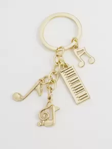 Musical Note Charm Keychain - Gold - View 1