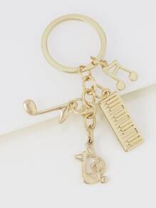 Musical Note Charm Keychain - Gold - View 2